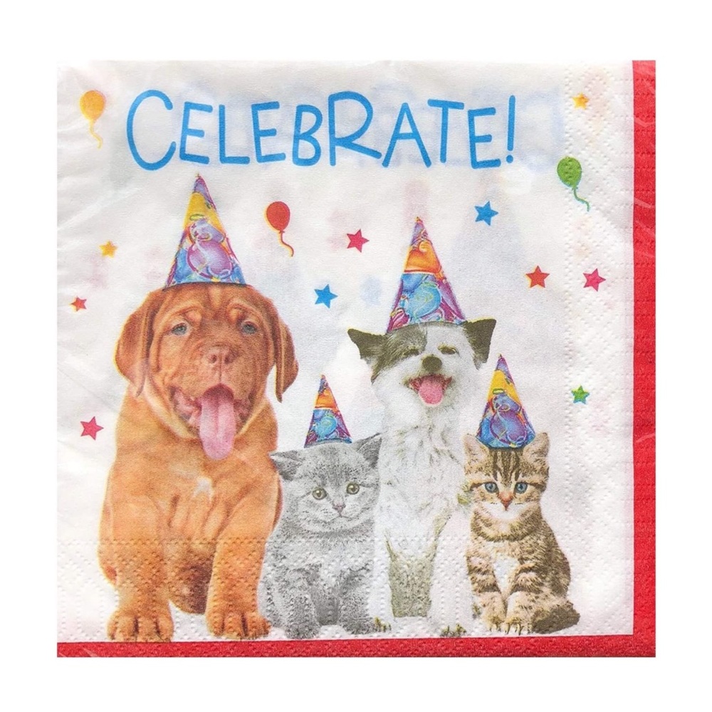 Creative Converting 2-ply Birthday Pets Paper Luncheon Napkins, 20 ct